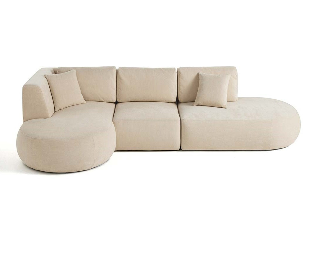 Canapé modulable d'angle gauche 5 places en tissu texturé Santorini Canapé modulable d'angle gauche 5 places en tissu texturé Santorini