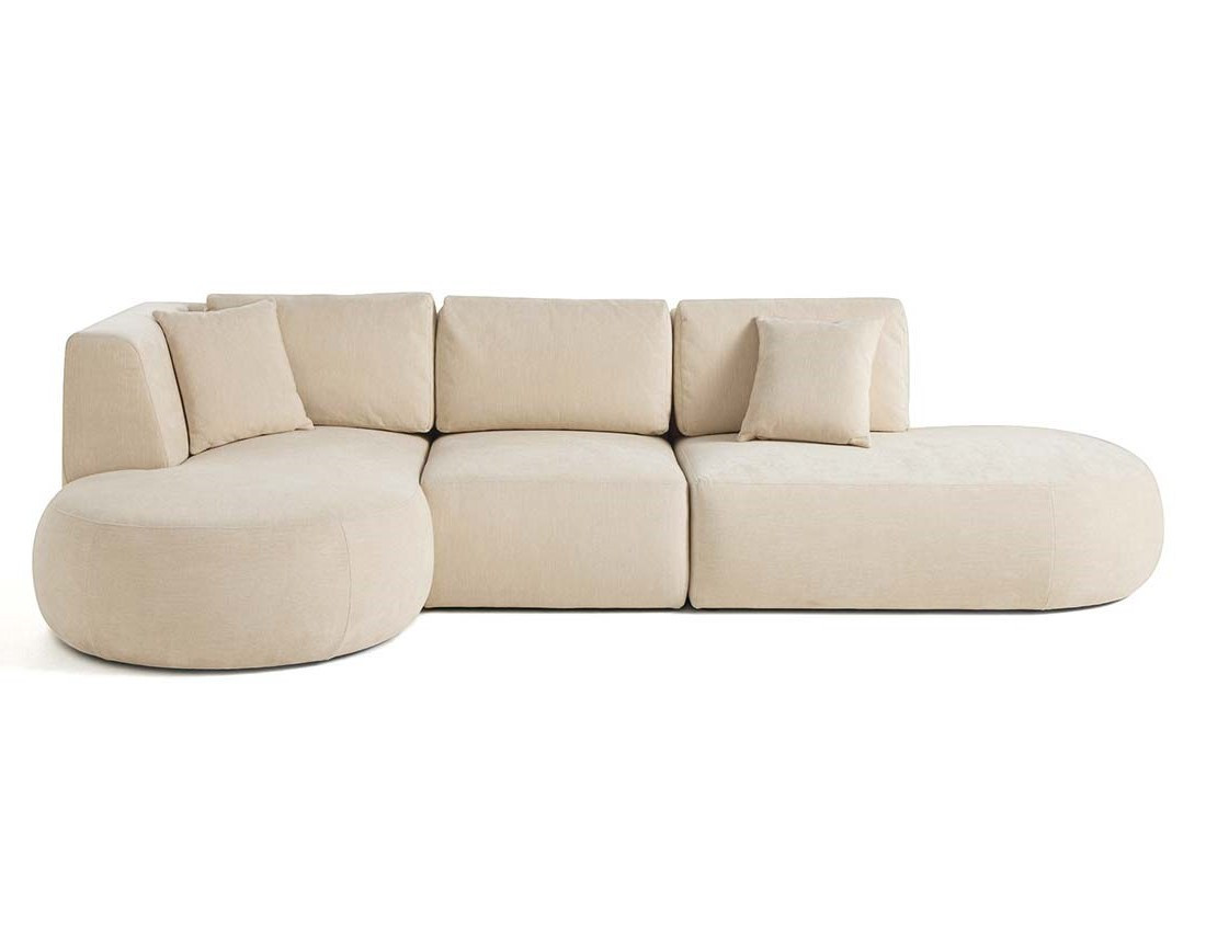 Canapé modulable d'angle gauche 5 places en tissu texturé Santorini Canapé modulable d'angle gauche 5 places en tissu texturé Santorini