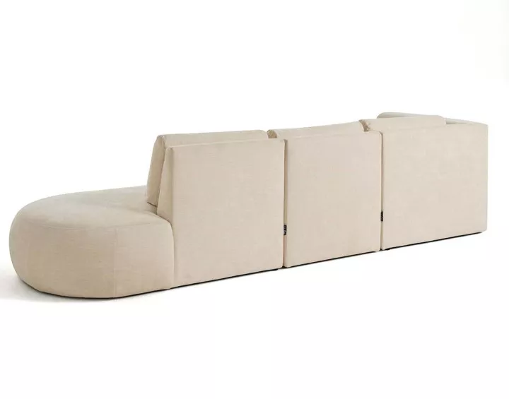 Canapé modulable d'angle gauche avec pouf 5 places en tissu texturé Santorini