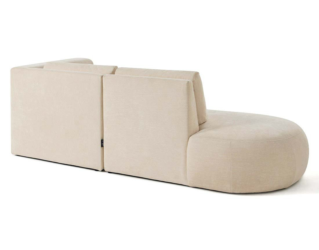 Canapé modulable d'angle droit avec pouf 4 places en tissu texturé Santorini Canapé modulable d'angle droit avec pouf 4 places en tissu texturé Santorini