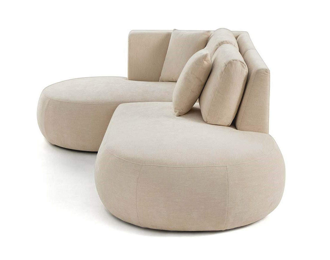 Canapé modulable d'angle gauche 4 places avec pouf en tissu texturé Santorini