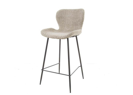 Lot de 4 tabourets de bar en tissu bouclette sable Basti