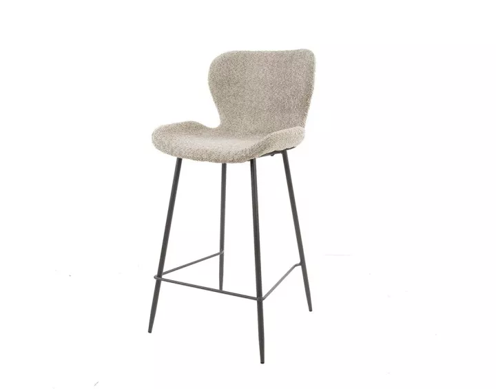 Lot de 4 tabourets de bar en tissu bouclette sable Basti