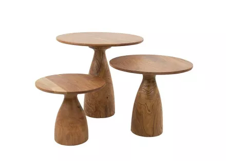 Lot de 3 tables basses bois d'acacia massif Henna