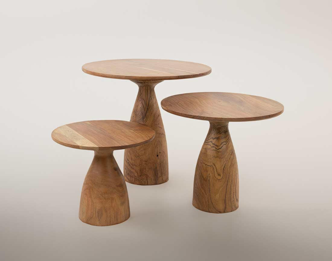 Lot de 3 tables basses bois d'acacia massif Henna