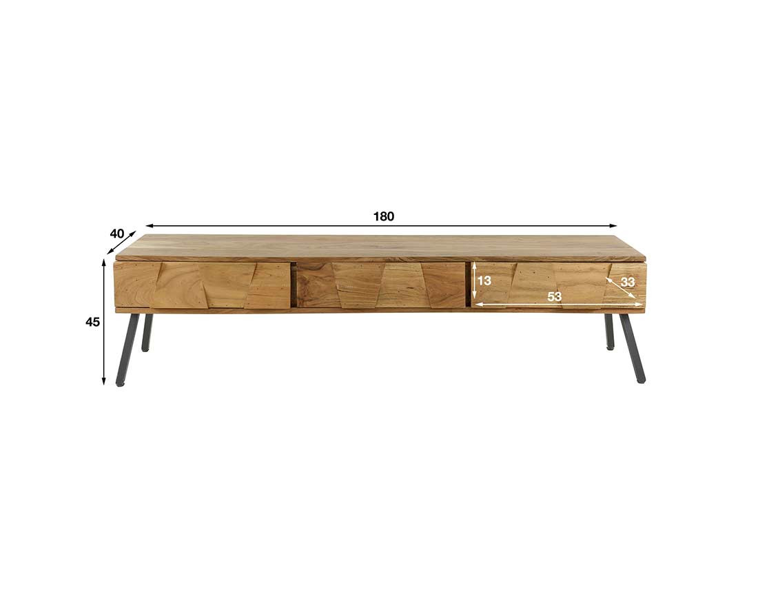 Meuble TV bois et noir 180 cm Jaipur