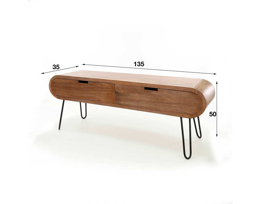Meuble TV bois massif de manguier 135 cm Kampur
