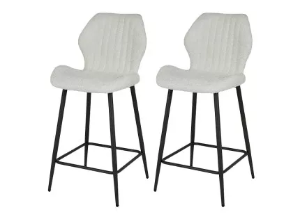 Lot de 2 tabourets support lombaire en tissu bouclette blanc Dahi