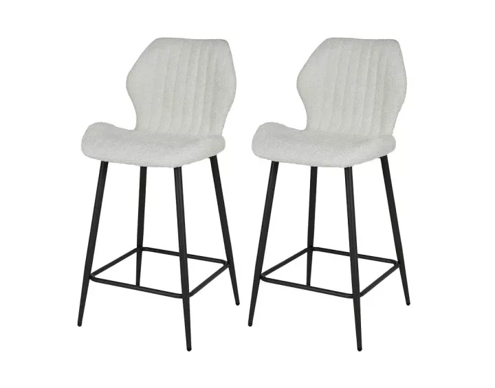 Lot de 2 tabourets support lombaire en tissu bouclette blanc Dahi