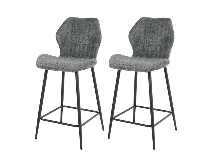 Lot de 2 tabourets support lombaire en tissu bouclette gris Dahi