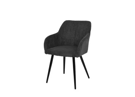 Lot de 2 chaises gris anthracite en velours côtelé Primavera