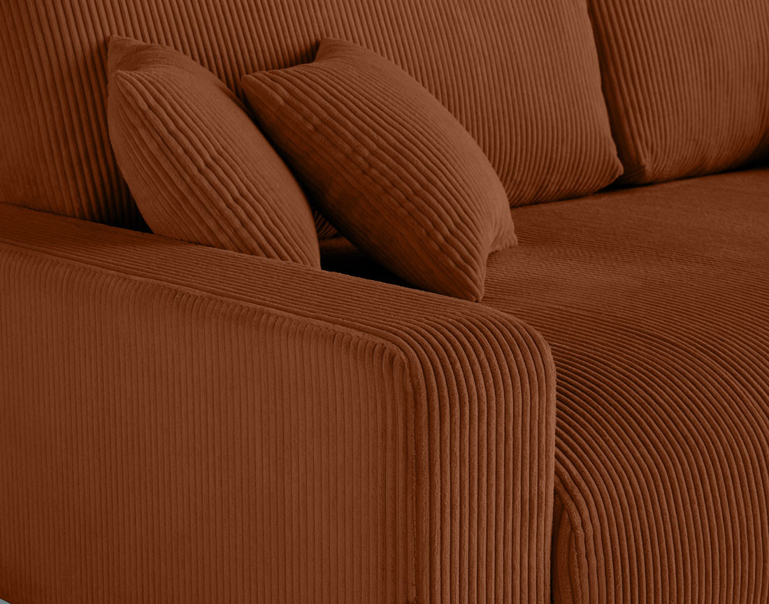 Canapé 3 places convertible avec coffre en velours côtelé Pivoine
