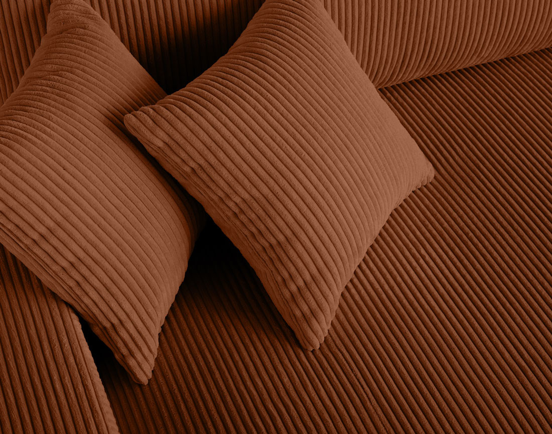 Canapé 3 places convertible avec coffre en velours côtelé Pivoine