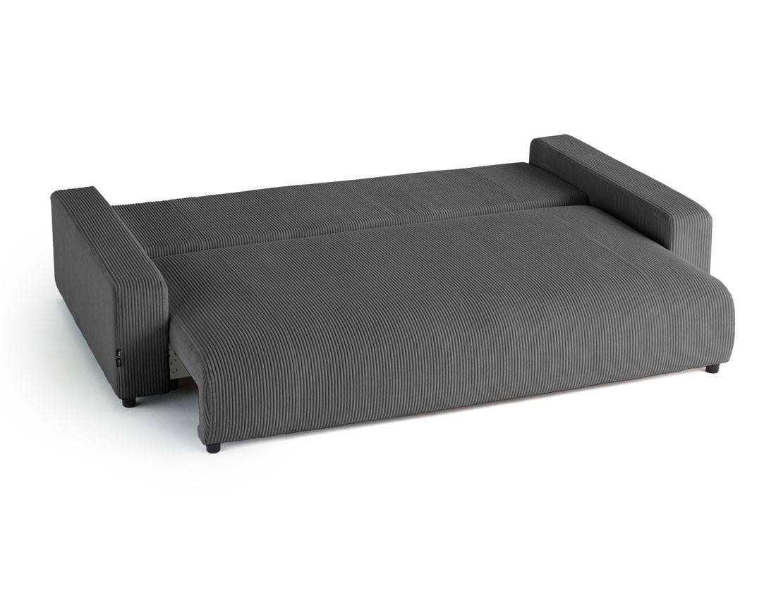 Canapé 3 places convertible avec coffre en velours côtelé Pivoine