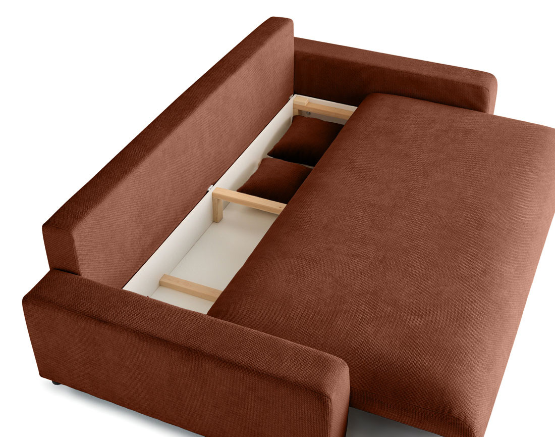 Canapé 3 places convertible avec coffre en velours texturé Pivoine