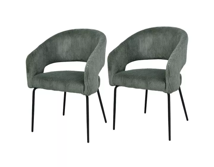 Lot de 2 chaises kaki en velours côtelé Miranda