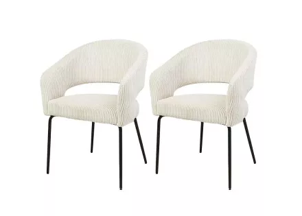 Lot de 2 chaises beige en velours côtelé Miranda