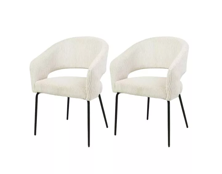 Lot de 2 chaises beige en velours côtelé Miranda