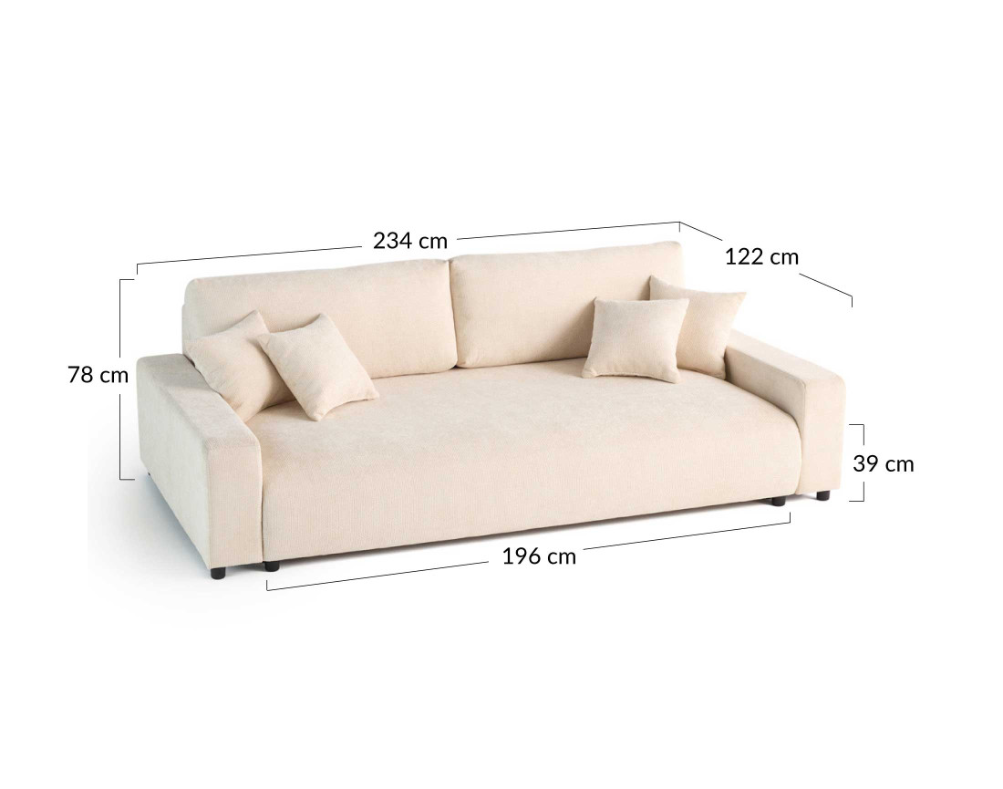 Canapé 3 places convertible avec coffre en velours texturé Pivoine