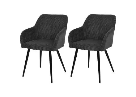 Lot de 2 chaises gris anthracite en velours côtelé Primavera