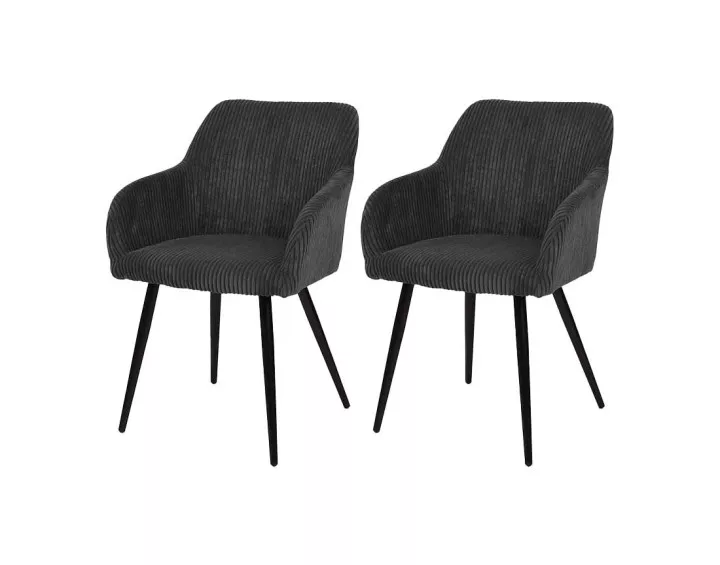 Lot de 2 chaises gris anthracite en velours côtelé Primavera