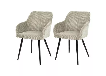 Lot de 2 chaises beige en velours côtelé Primavera