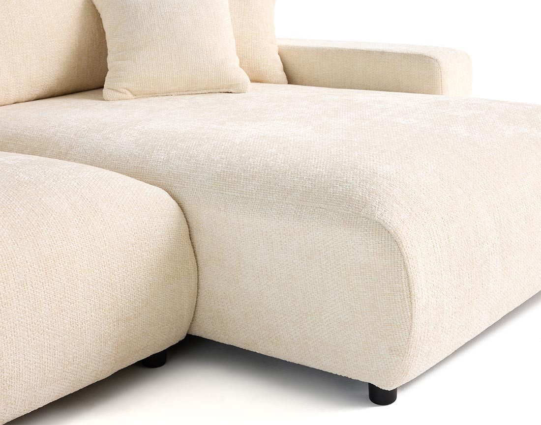 Canapé panoramique en U 7 places convertible avec coffre en velours texturé Pivoine Canapé panoramique en U 7 places convertible avec coffre en velours texturé Pivoine