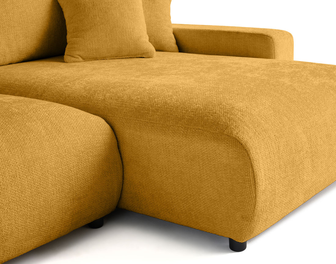 Canapé panoramique en U 7 places convertible avec coffre en velours texturé Pivoine