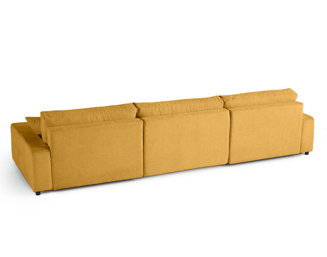 Canapé panoramique en U 7 places convertible avec coffre en velours texturé Pivoine