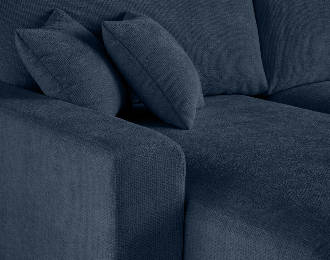 Canapé panoramique en U 7 places convertible avec coffre en velours texturé Pivoine