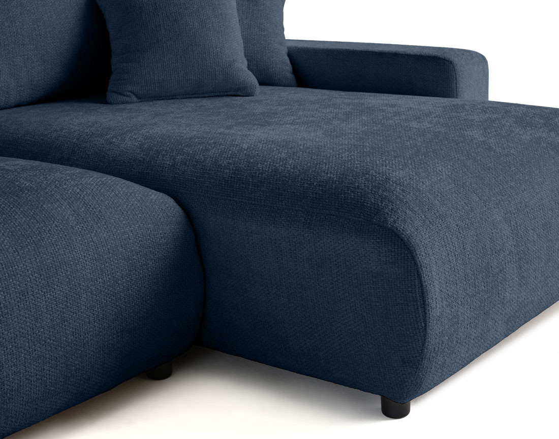 Canapé panoramique en U 7 places convertible avec coffre en velours texturé Pivoine