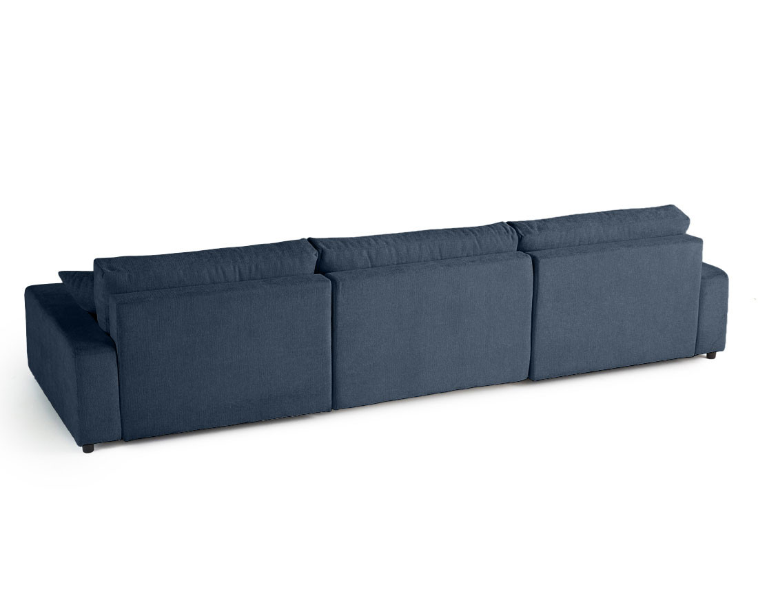 Canapé panoramique en U 7 places convertible avec coffre en velours texturé Pivoine