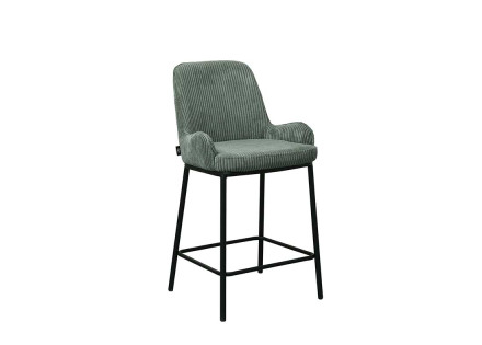 Lot de 2 chaises de bar en velours côtelé vert 65 cm Salinas