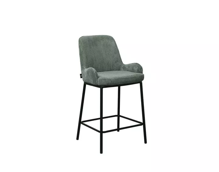 Lot de 2 chaises de bar en velours côtelé vert 65 cm Salinas