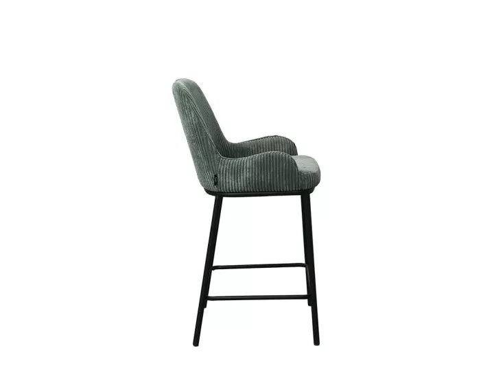 Lot de 2 chaises de bar en velours côtelé vert 65 cm Salinas