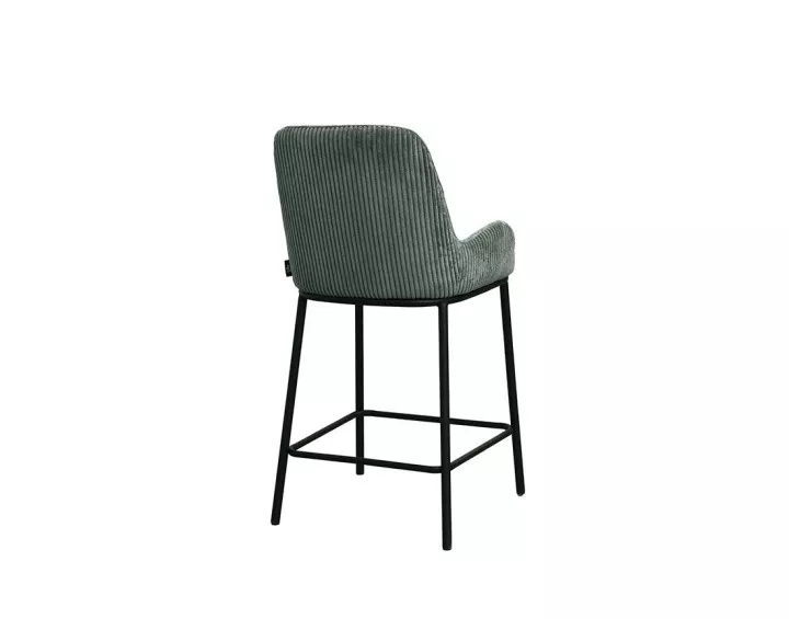 Lot de 2 chaises de bar en velours côtelé vert 65 cm Salinas