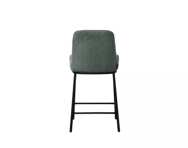 Lot de 2 chaises de bar en velours côtelé vert 65 cm Salinas