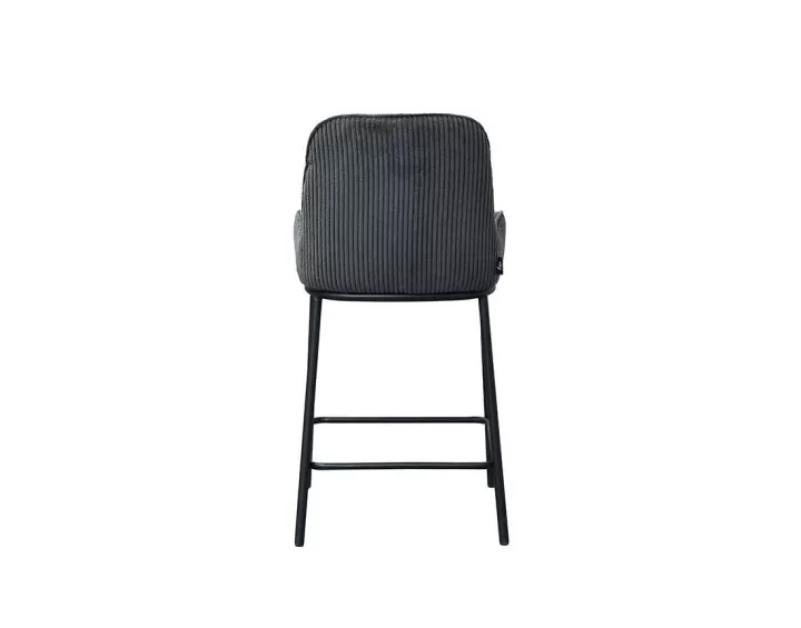 Lot de 2 chaises de bar en velours côtelé gris anthracite 65 cm Salinas