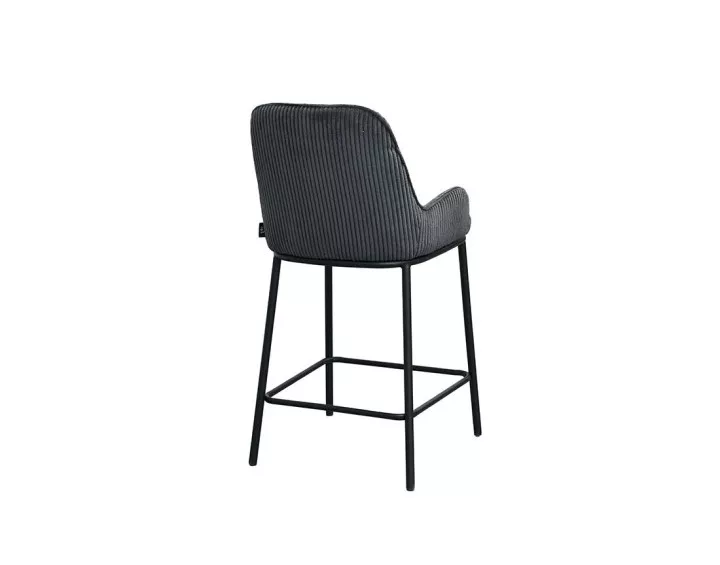 Lot de 2 chaises de bar en velours côtelé gris anthracite 65 cm Salinas