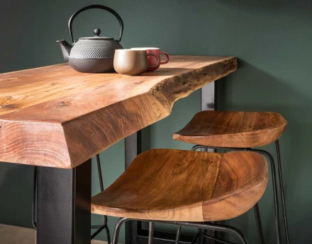 Lot de 4 tabourets bois massif d'acacia Djoda