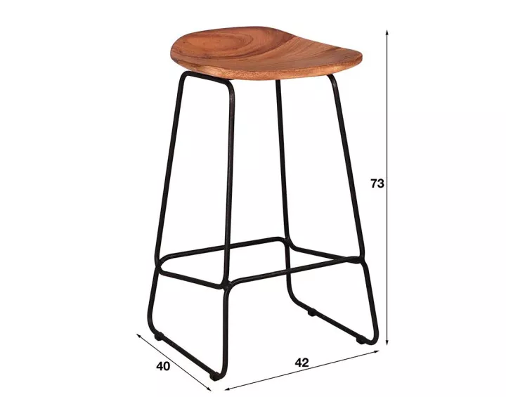 Lot de 4 tabourets bois massif d'acacia Djoda