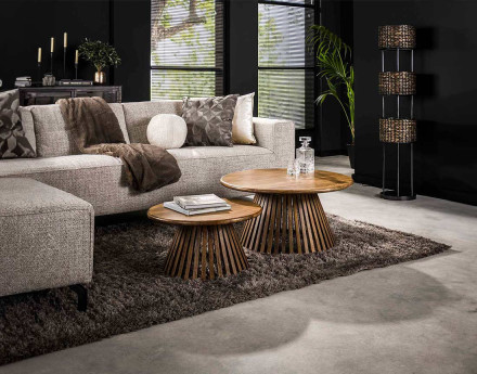 Lot de 2 tables basses bois massif de manguier Kerala