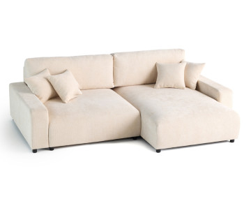 Canapé d'angle réversible 4 places convertible avec coffre en velours texturé Pivoine