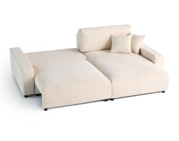 Canapé d'angle réversible 4 places convertible avec coffre en velours texturé Pivoine
