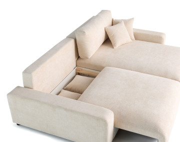 Canapé d'angle réversible 4 places convertible avec coffre en velours texturé Pivoine