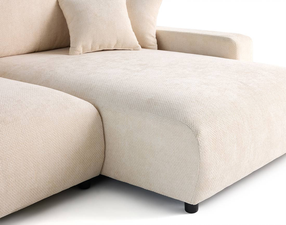 Canapé d'angle réversible 4 places convertible avec coffre en velours texturé Pivoine