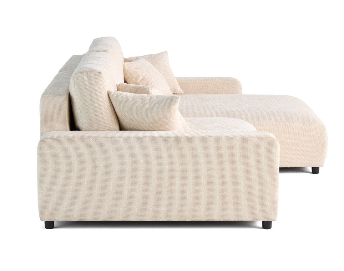 Canapé d'angle réversible 4 places convertible avec coffre en velours texturé Pivoine