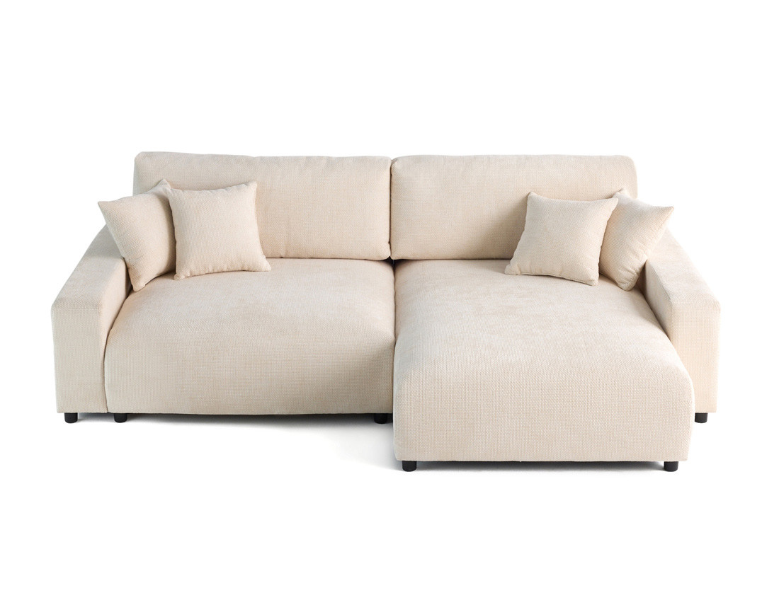 Canapé d'angle réversible 4 places convertible avec coffre en velours texturé Pivoine