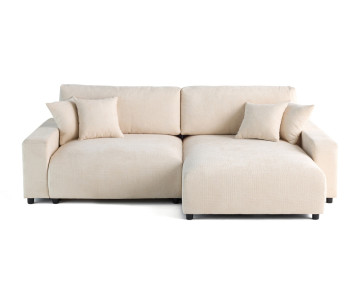 Canapé d'angle réversible 4 places convertible avec coffre en velours texturé Pivoine