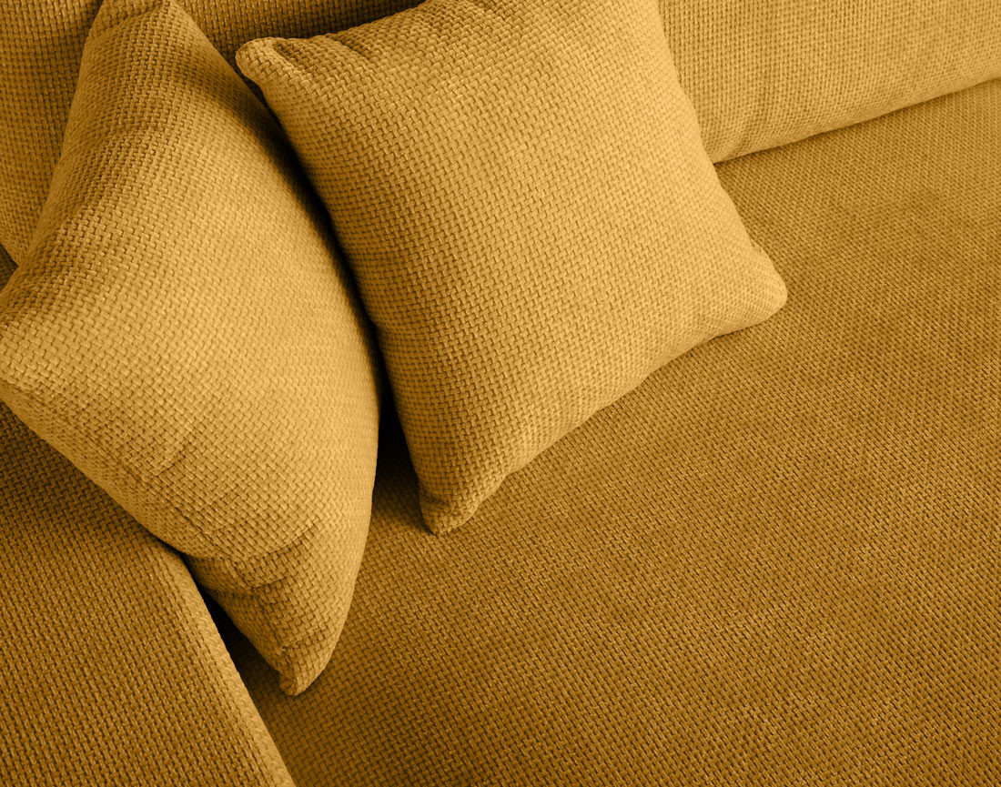 Canapé d'angle réversible 4 places convertible avec coffre en velours texturé Pivoine